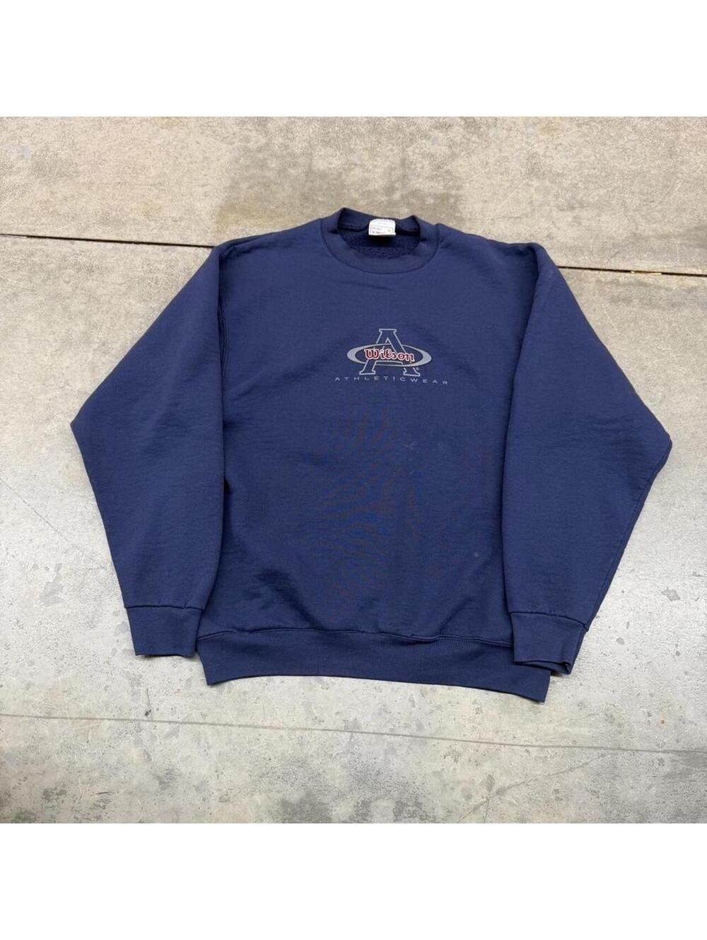vintage wilson athleticwear navy small logo made in usa crewneck size medium